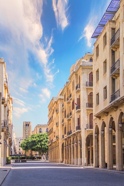 A view of the clock tower in Nejmeh Square in Beirut, Lebanon