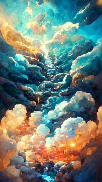 The view above the clouds 3D illustration