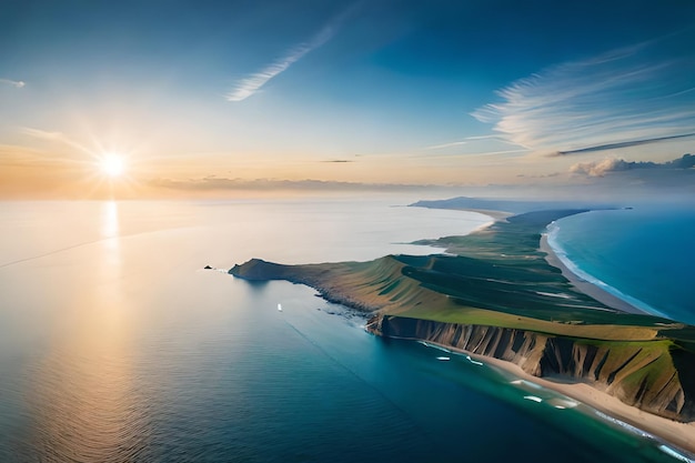 A view of the coast from the air