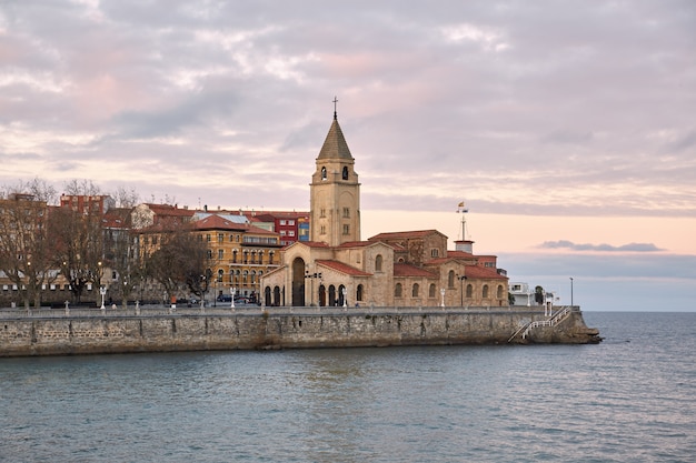 View of the coast of the Spanish city of Gijon