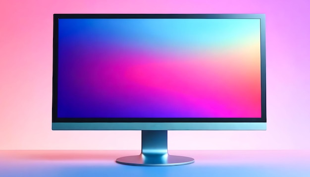 View of computer Mockup monitor with gradient display