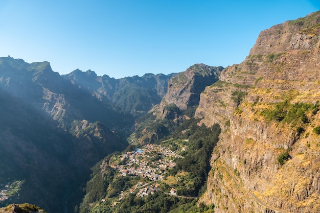 View of Curral das Freiras from the Eira do Serrado viewpoint Madeira Portugal