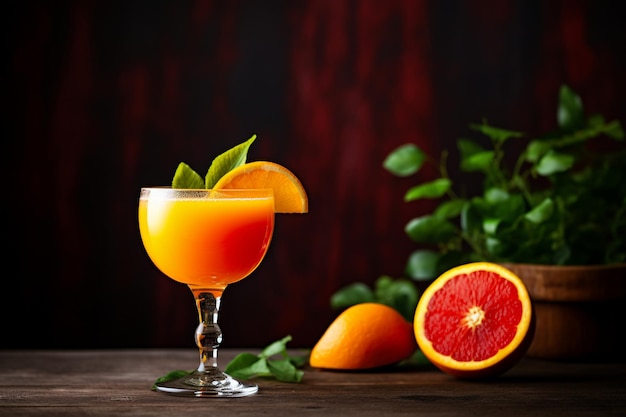 View of daiquiri cocktail with orange