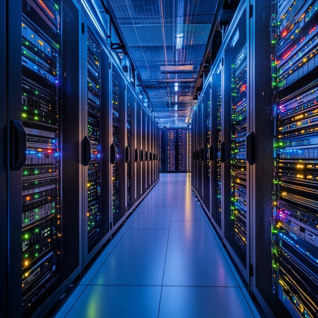 A view of a data center with servers dedicated to shared hosting clients