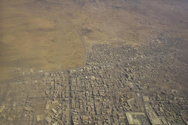 The view on the desert of Yemen from the airplane