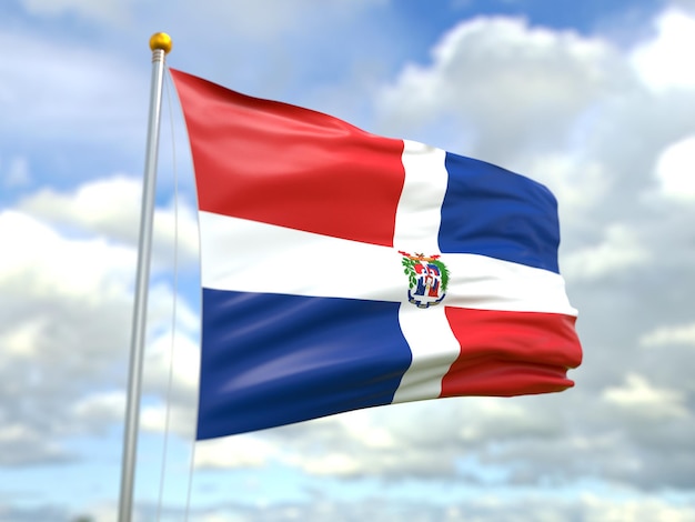 View of dominican republic flag in the wind