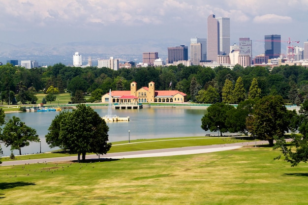 A view of downtown Denver from City Park.