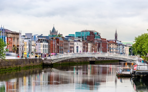 View of Dublin with the Ha'penny Bridge - Ireland