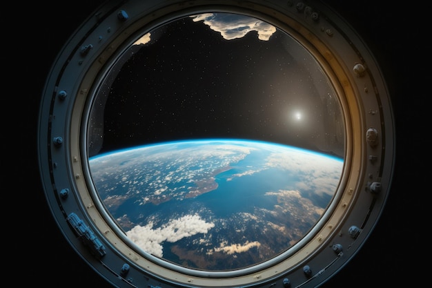 View of Earth as seen via a space station viewport This image39s components were provided by NASA