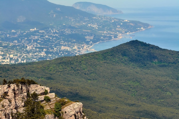 View of the embankment of the city of Yalta from Mount AiPetri in the Crimea