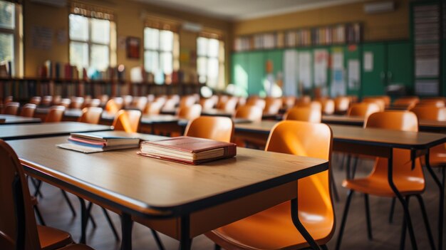 View of an empty class on a blurred background