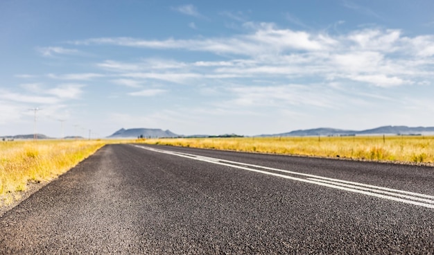 View of an empty country highway road in South African Farmland region