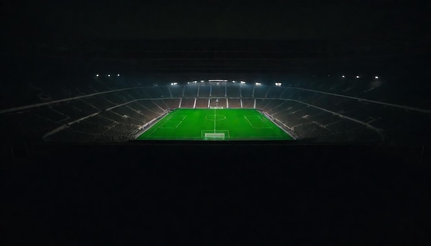 Photo a view of an empty stadium from inside a dark room