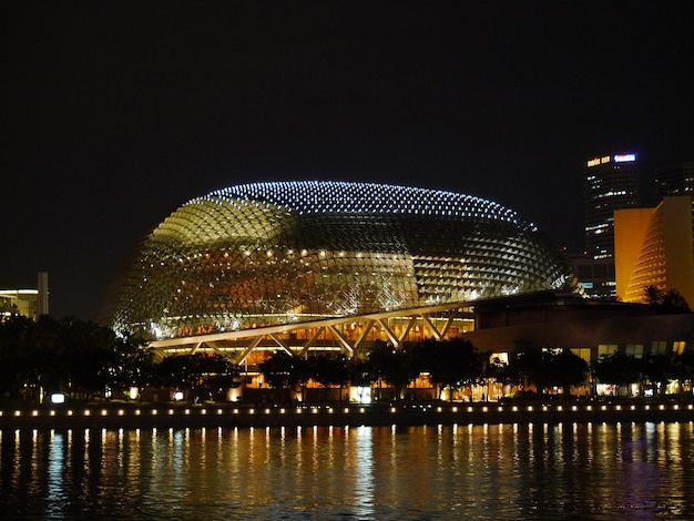 The view on Esplanade in the marina at night Singapore