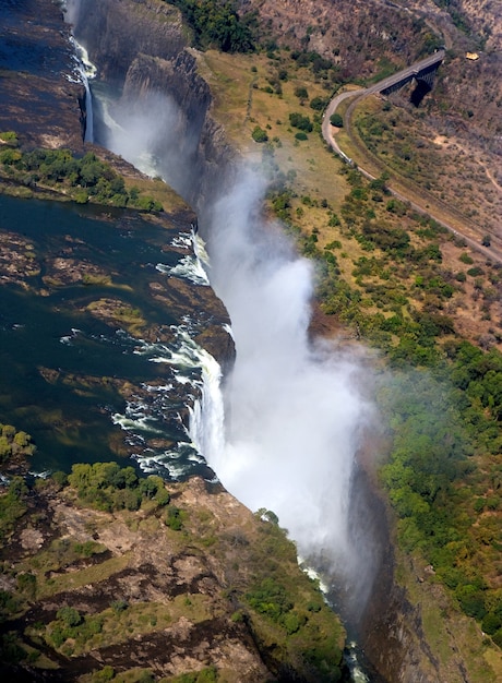 View of the Falls from a height of bird flight Victoria Falls