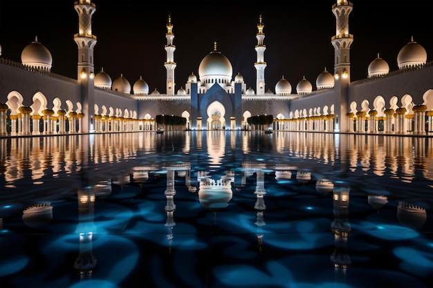 View of famous abu dhabi sheikh zayed mosque generative ai