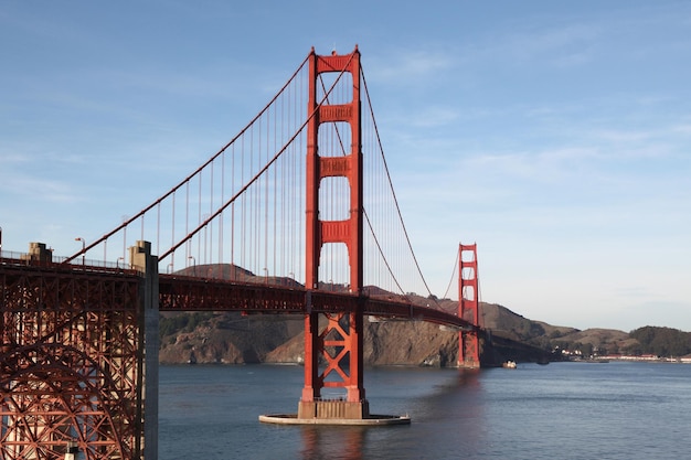 View of famous landmark the Golden Gate Bridge San Francisco California USA