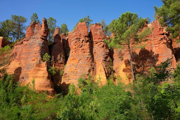 View of famous ocres de roussillon in France