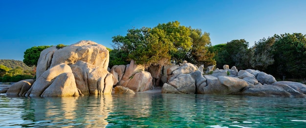 View of famous rock at Santa Giulia beach