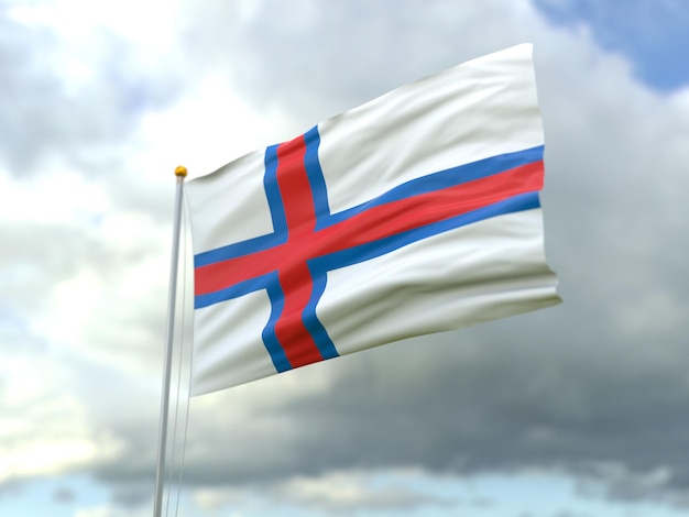 View of faroe islands flag in the wind