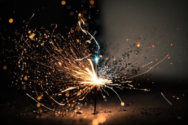 View of a flaming sparkler up close