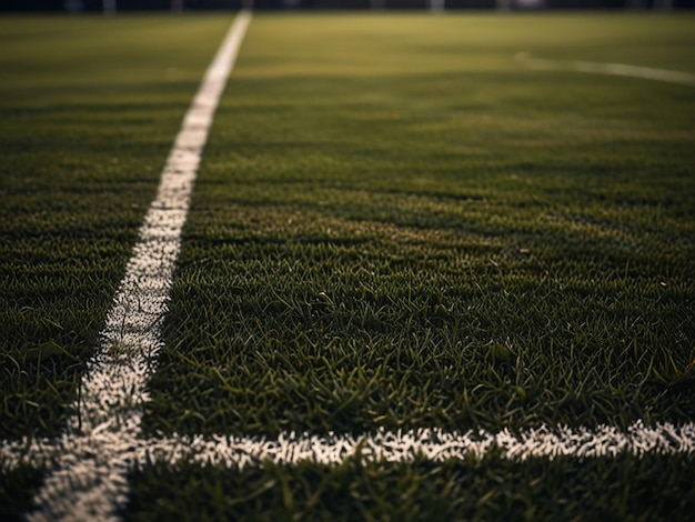 View of a football field with grass Golden Hour Soccer Symphony