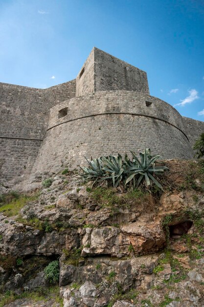 View of the fortified walls in Dubrovnik old town, Croatia