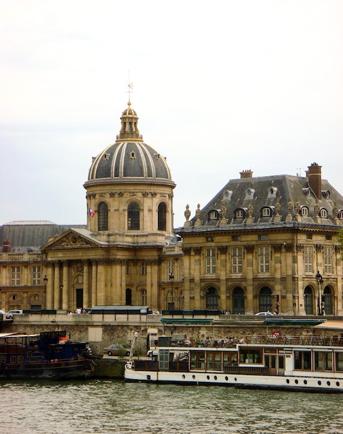 View of french academy and embankment Paris France