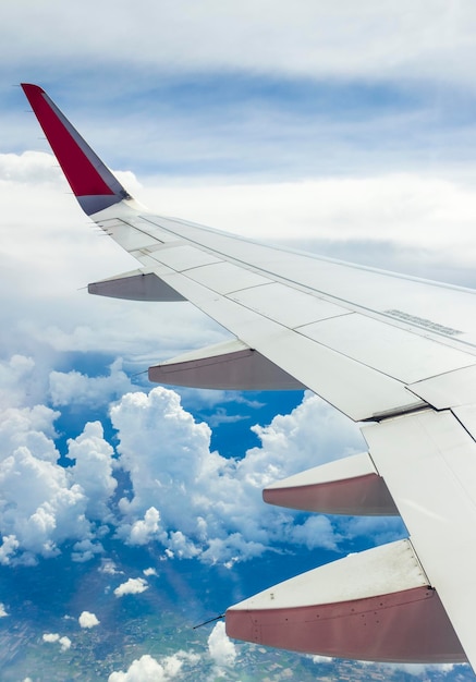 View from airplane window to see sky on evening time