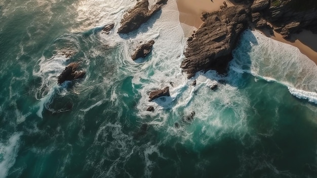 View from above Awe inspiring ocean gorgeous sea on a summer morning aerial photo from a drone