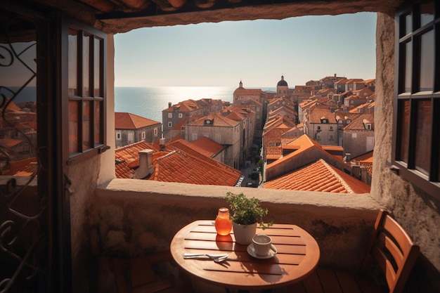 A view from a balcony overlooking the city of dubrovnik.