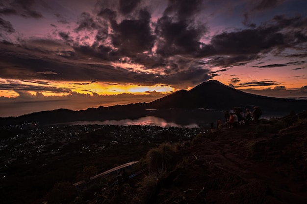 View from Batur volcano in Bali at sunsrise