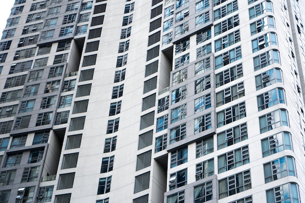 View from the bottom on the high residential building