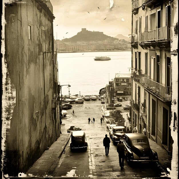 view from castel dellovo on via partenope street in naples italy isolated on white background