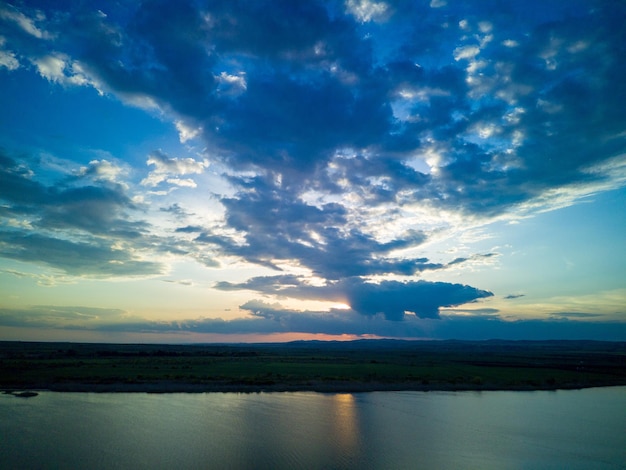 The view from a height on the coast washed by the Black sky in Bulgaria