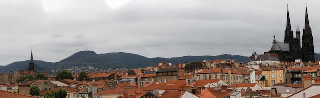 View from the hill to the city of ClermontFerrand located in the center of France