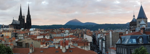 View from the hill to the city of ClermontFerrand located in the center of France