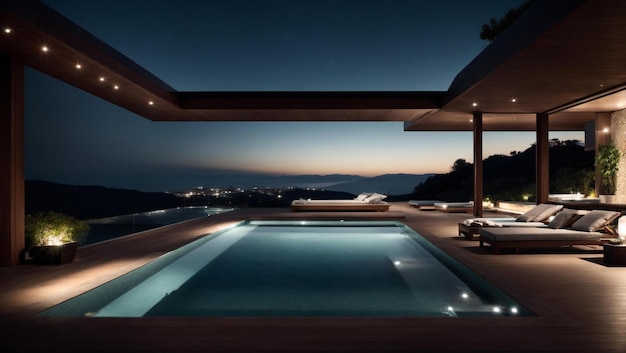 view from modern luxury villa with