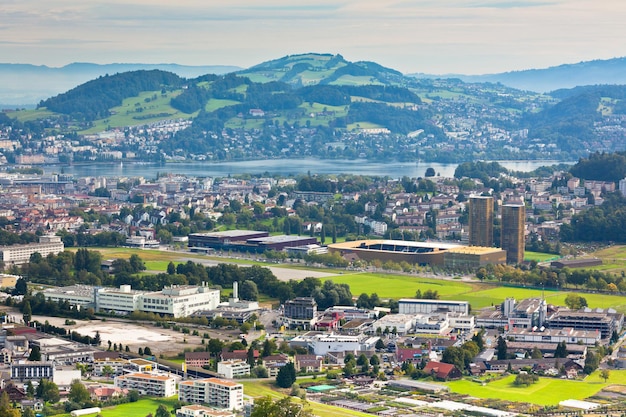 View from the mountains to the city of Lucerne, Switzerland