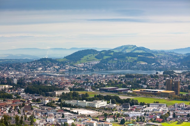 View from the mountains to the city of Lucerne, Switzerland