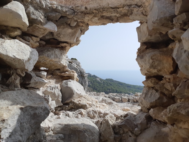 View from ruins of a church in Monolithos castle