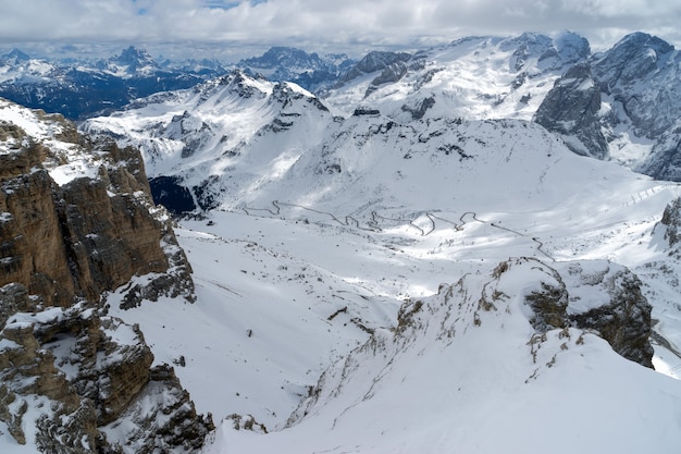 View from Sass Pordoi in the Upper Part of Val di Fassa