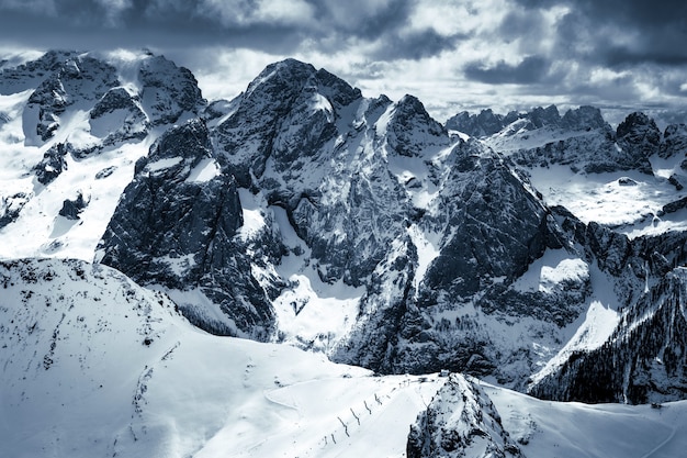 View from Sass Pordoi in the Upper Part of Val di Fassa