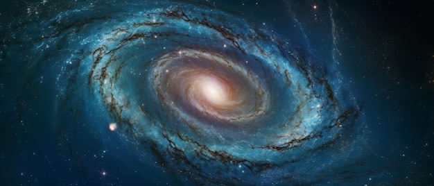 A view from space to a spiral galaxy and stars Universe filled with stars nebula and galaxy Elements