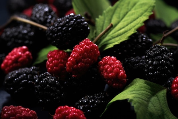 View from top close look of fresh Blackberries