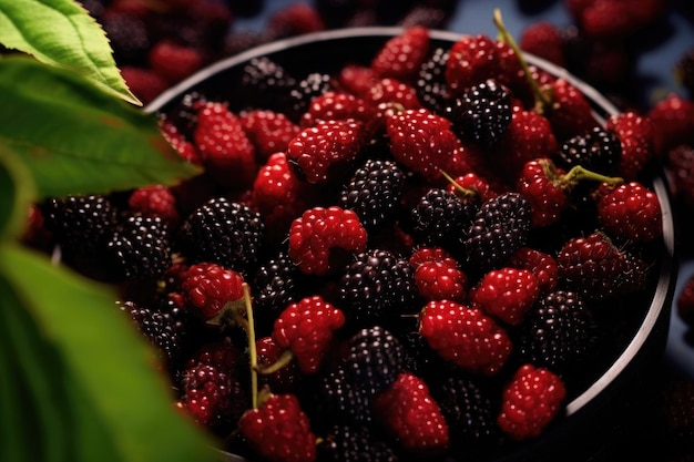 View from top close look of fresh Blackberries