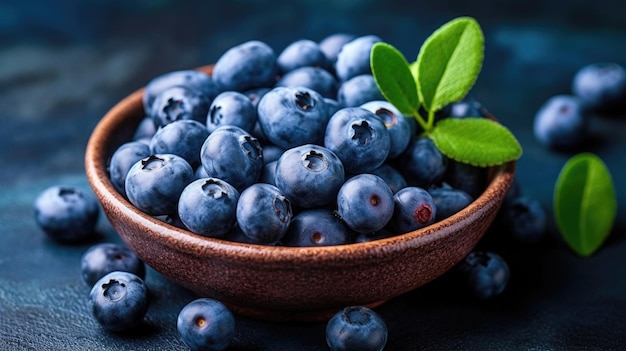 View from top close look of fresh blueberries