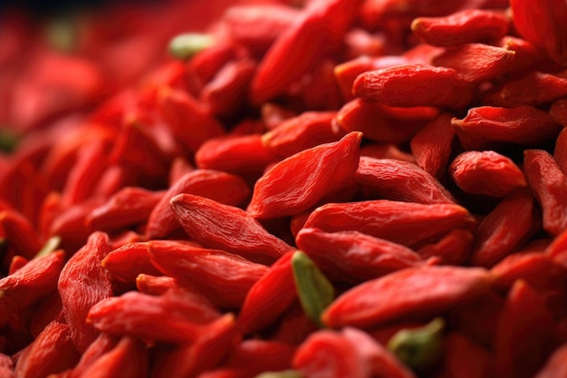 View from top close look of fresh Goji berries