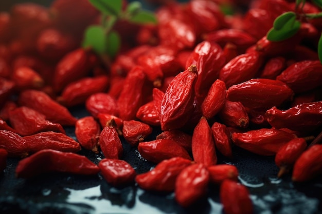 View from top close look of fresh Goji berries