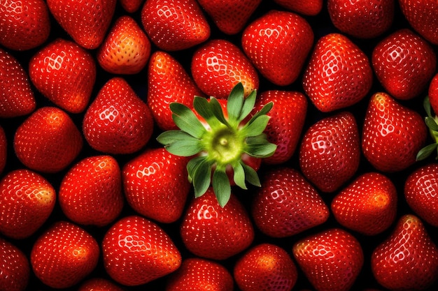 View from top close look of fresh Strawberries